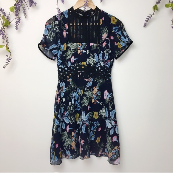 Foxiedot Juniper Blue Floral Mini Dress - Picture 1 of 5